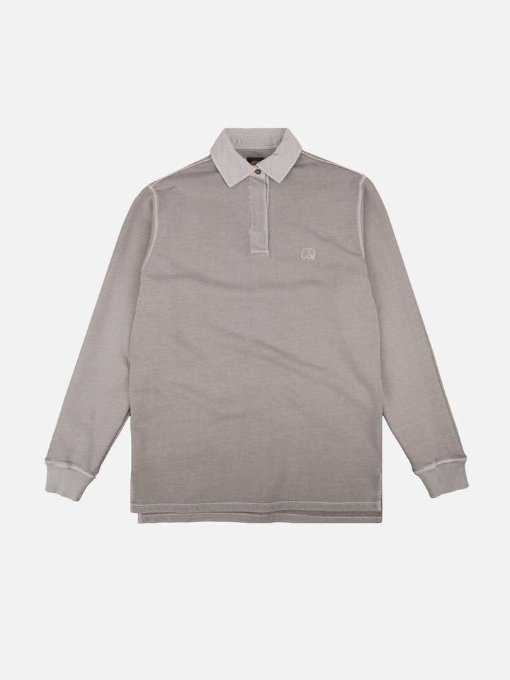 Essential Pigment Heavyweight Polo Sweater Island Fossil for wholesale by Trendsplant Clothing