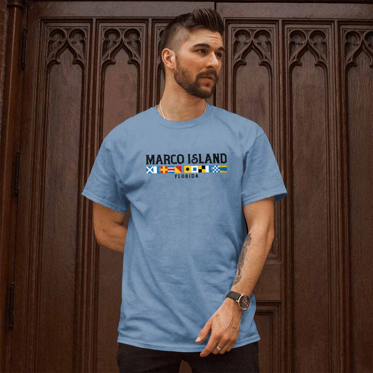 RetroPlanet - Wholesale T-Shirt (Graphic) - Unisex - Marco Island Florida Nautical Flags T-Shirt Adult S-2X0