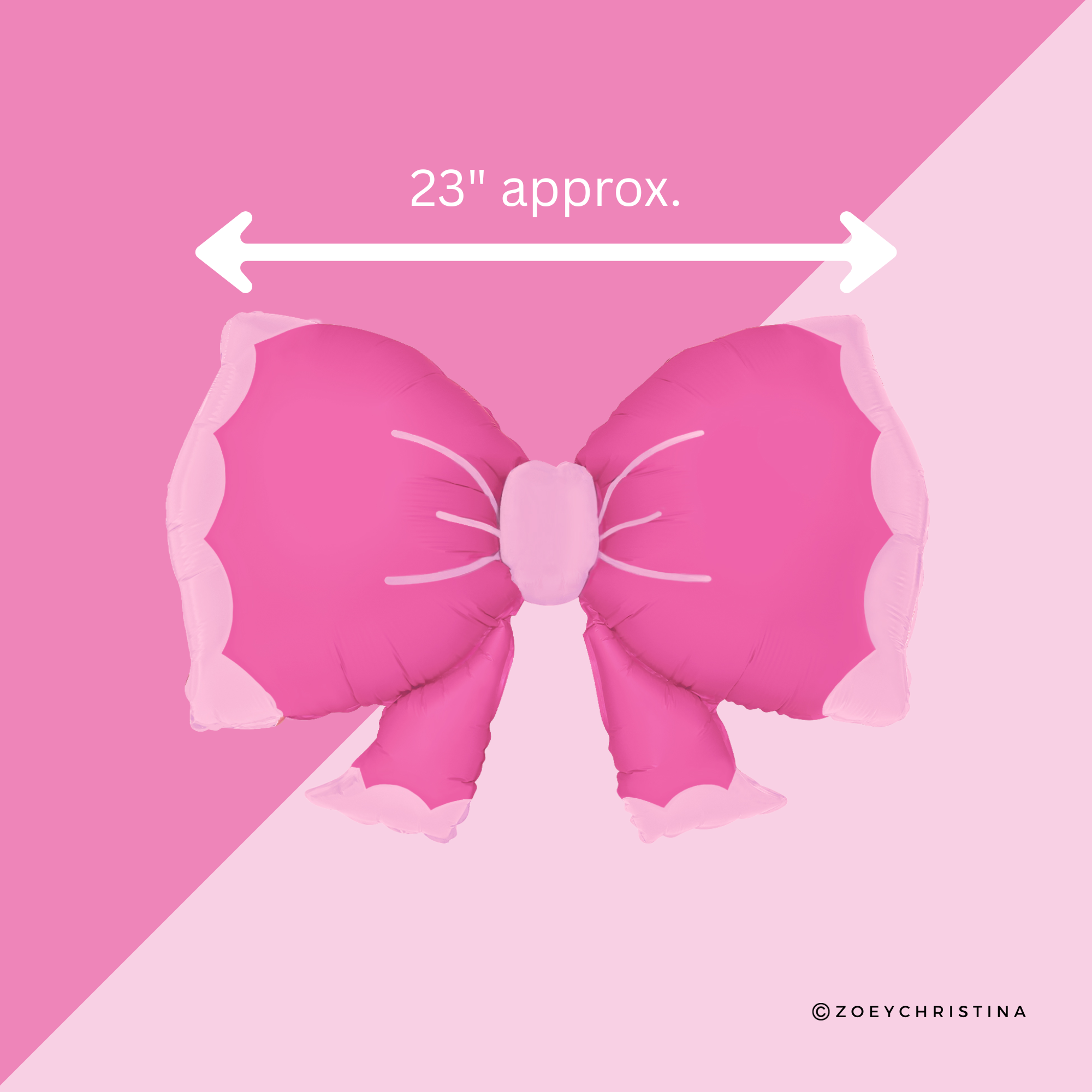 Zoey Christina – Engroshandel Ballon – Lyserød Sløjfe Folieballon – 23" Bølget Kant, Pigefest1