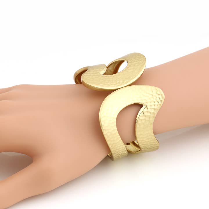 Brazalete tipo brazalete con bisagras en tono plateado o dorado para venta al por mayor de United Elegance