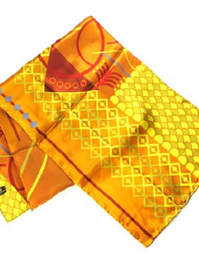 Géométrie sur fond orange - Écharpe Pangborn Design pour la vente par Pangborn Collection