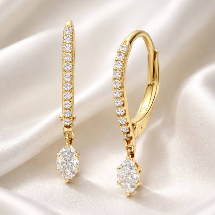 Pendientes de gota marquesa con cierre de palanca para venta al por mayor de Sam & Seb Co.