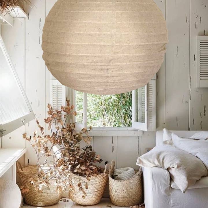 Beige Linen Light Shade Rund Natural 60cm for wholesale on Faire10