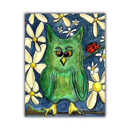 Cartão de nota em branco da coruja-nocturna por atacado de Gem Garden Arts