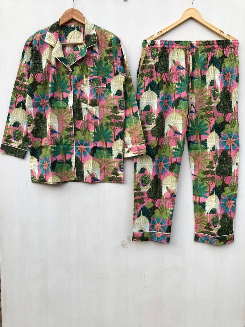 bhavnas boutique - Wholesale Sleepwear Set - Women's - Beautiful Floral Printed Cotton Pajama Set Women Night Dress0