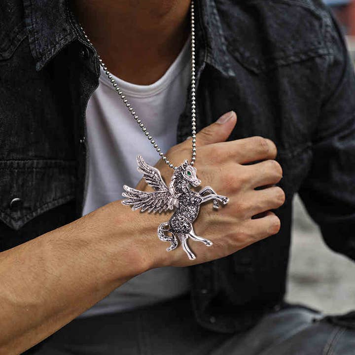 Tourtiwi - Wholesale Brooch - Gold Silver Rhinestone Pegasus Brooch Pendant1