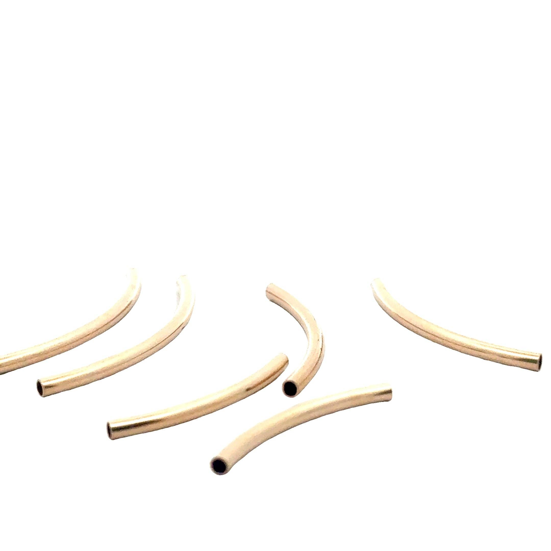Purity Beads - Wholesale Craft Supplies - 14K Gold Filled Tubes | Curved Tubes | 6 to 10 Pcs in a pack | Four Sizes: 25, 30, 35 and 40mm | 2mm Thick Tubes |6