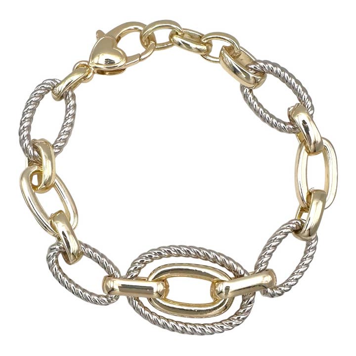 B25160 2T Guldpletteret Ovalt Kædeled Armbånd (6,75"+1,5") for engroshandel hos Pretty Persuasions