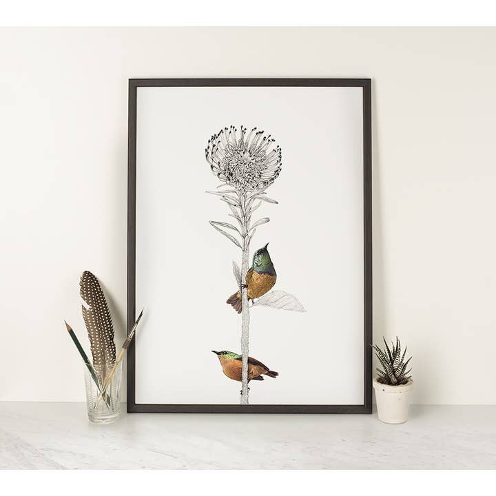 Pair of Sunbirds - A2/A1 Print (portrait) for wholesale by Hidden Planet