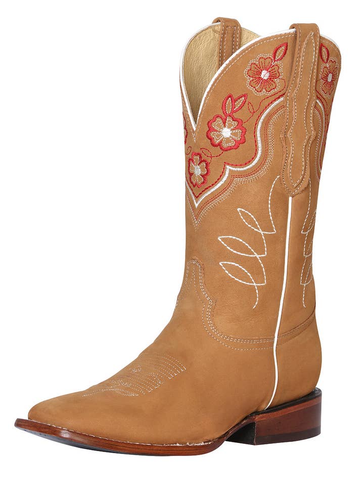 Dames Rodeolaars Nobuck Perzik Mod. 42979 voor wholesale door Conejo Western Wear