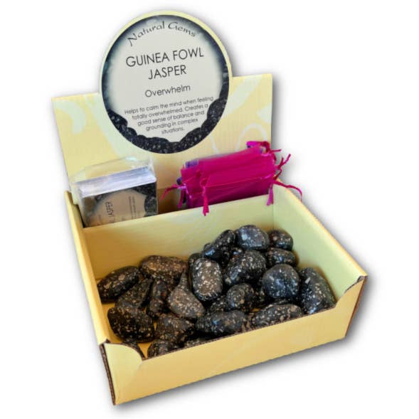 Stor pärlhöns tumblestones läkningslåda för wholesale av Crystal Magick Wholesale Ltd