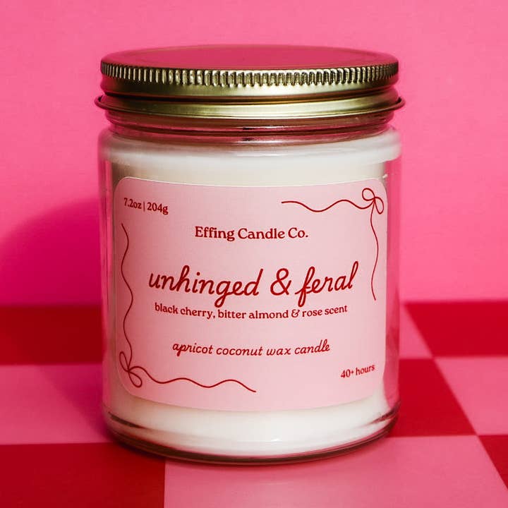 Effing Candle Co. - Wholesale Jar/Filled Candle - Unhinged and Feral Anti Valentine's Day Galentine's Candle 0
