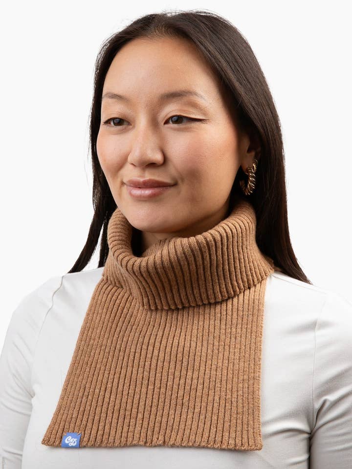 Freddie Merino Cashmere Neck Warmer in Camel for wholesale by Chicky Dickies