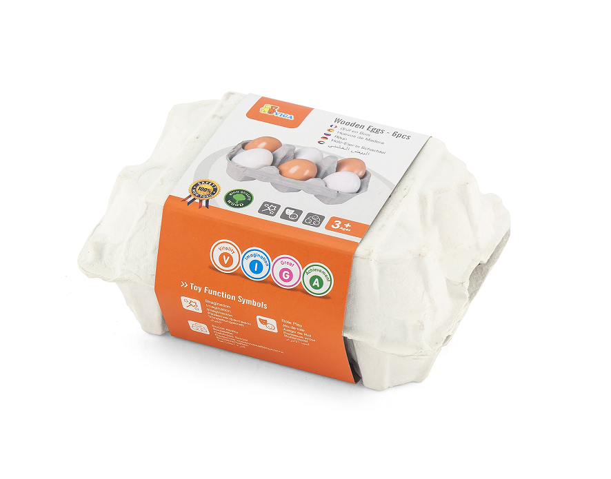 Trade Toys Limited - Vente Jouet en bois – enfant - Oeufs en bois - Set de 61