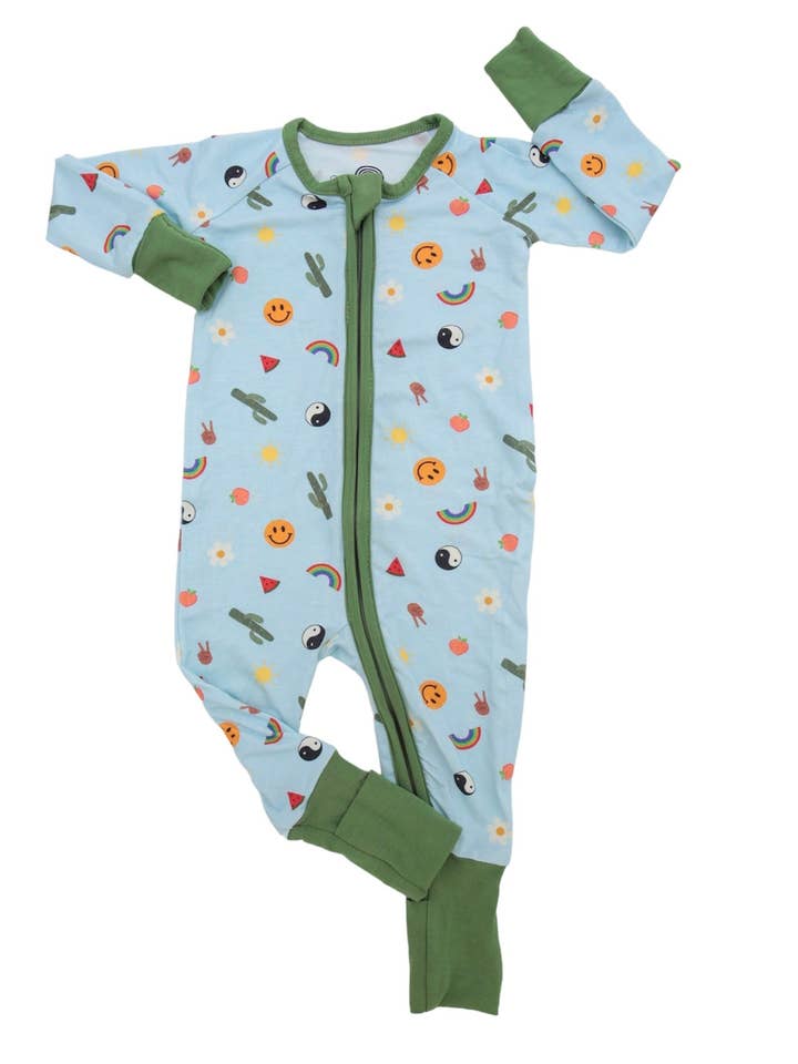 Vibes of Summer Zippy Bamboo Pajamas for wholesale by Sunshine Luckies