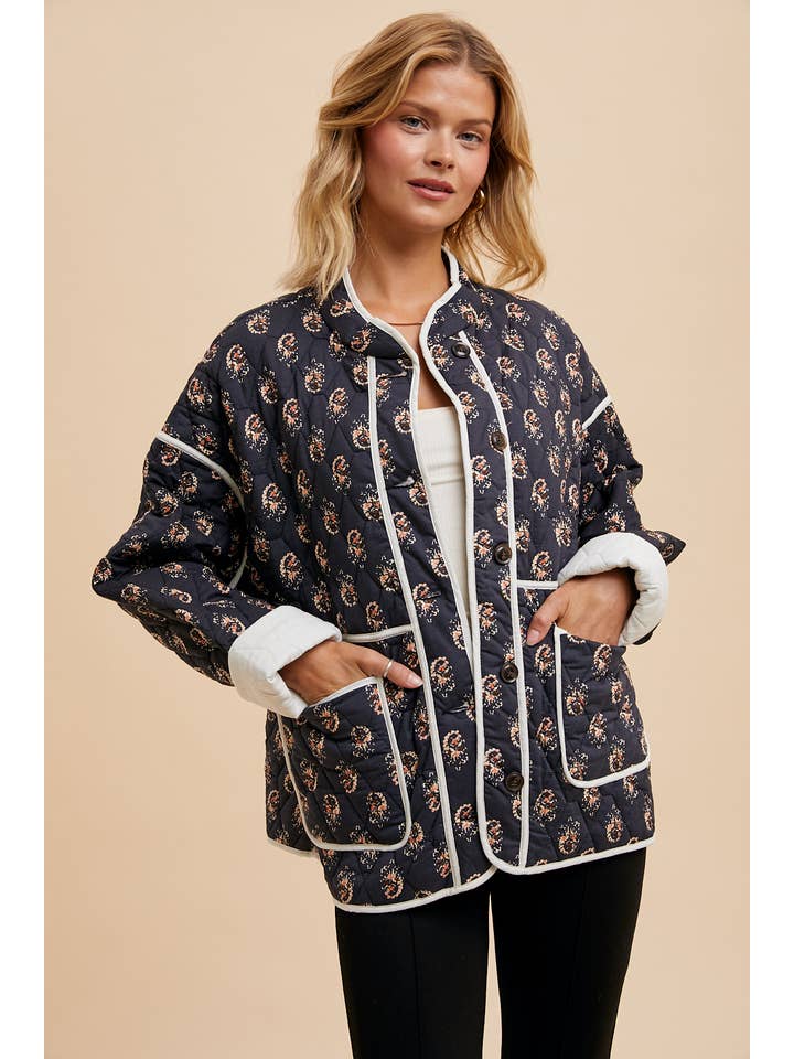 In Loom - Wholesale Puffer Jacket - Women's - FLORAL QUILTED PUFFER JACKET
