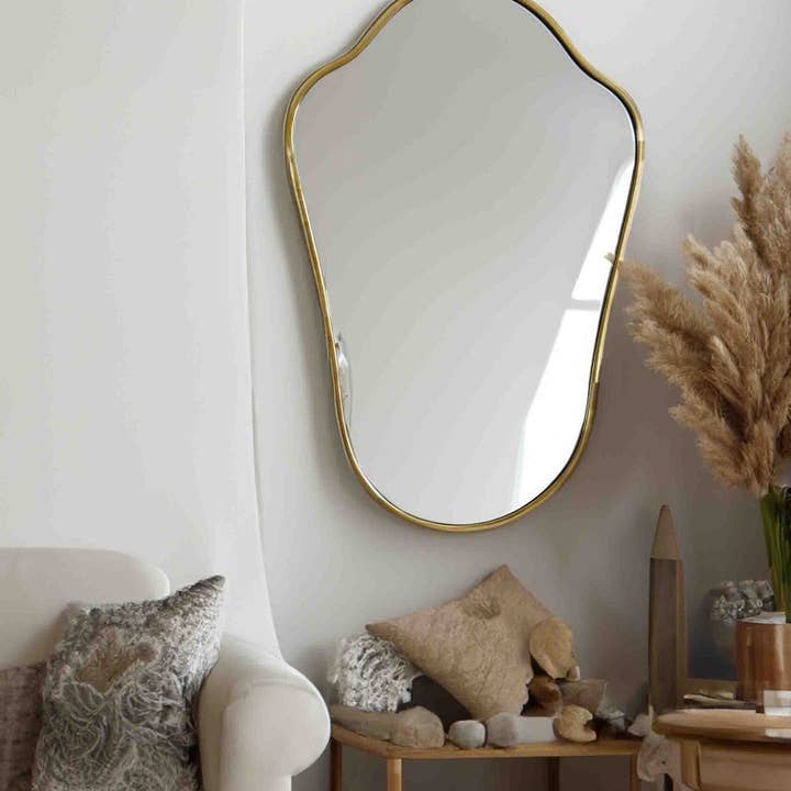 Palmeraies - Wholesale Wall Mirror - Antique Brass Mirror - Italian Shield Brass Frame Mirror