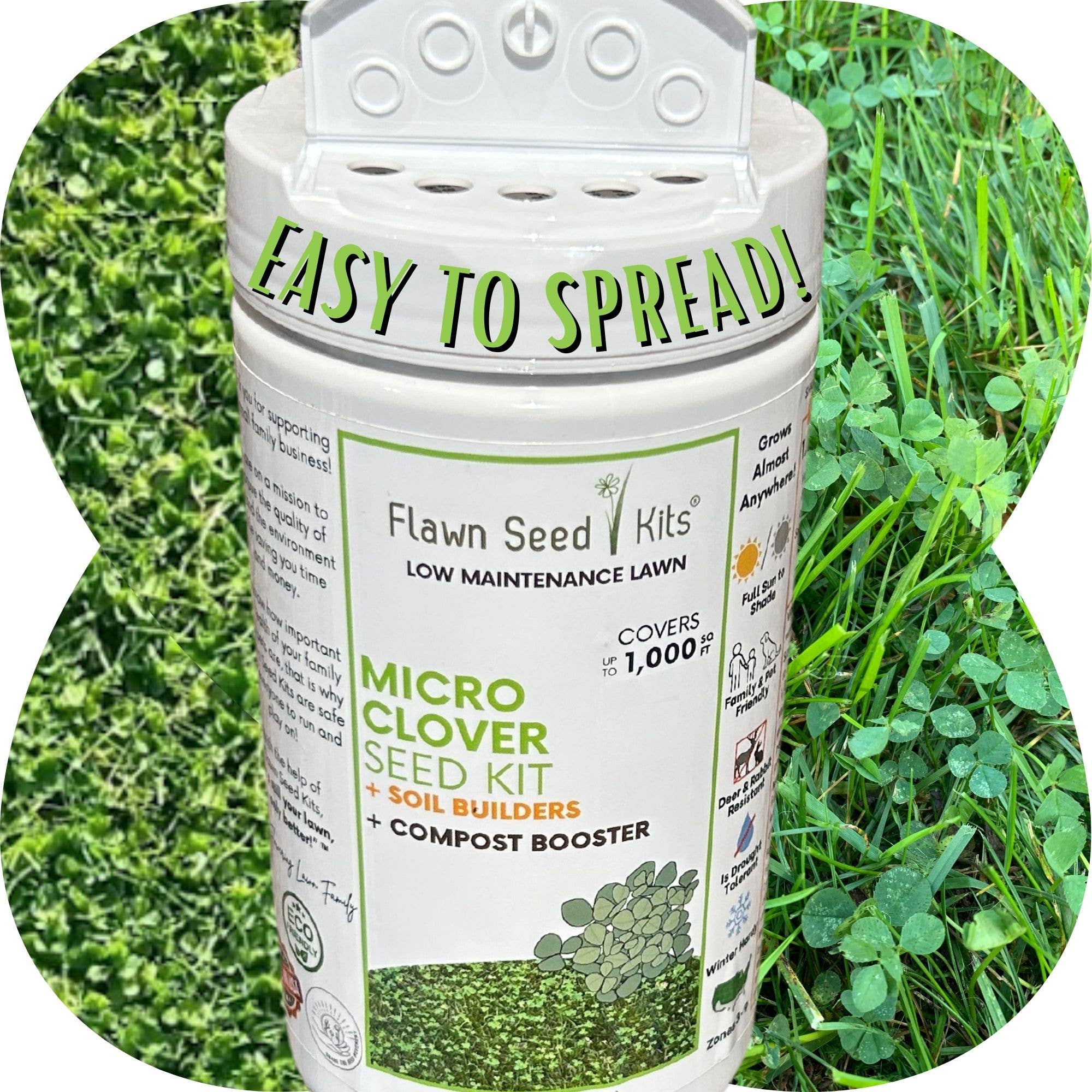 Flawn Seed Kits - Wholesale Plant Seeds - Micro Clover Kit Easy Spread Shaker8
