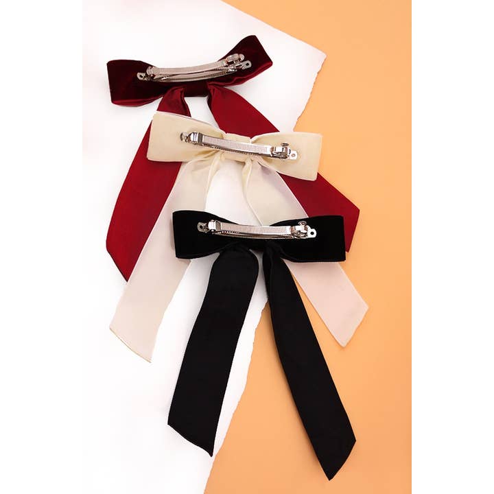 JOSSLYN by wall to wall - Wholesale Hair Clip - Women's - VELVET BOW LACE HAIR CLIPS | 40H613