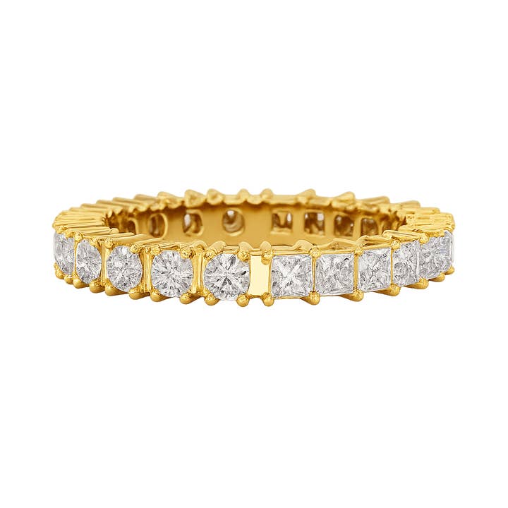 1.64 Carats Princess Cut & Round Cut Lab Grown Diamond 50-50 Eternity Band for wholesale by Evara Jewelry