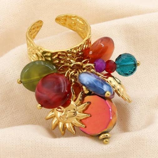 Stålring med akrylvedhæng krystal sol 0425517 for engroshandel hos Lilas de Seine