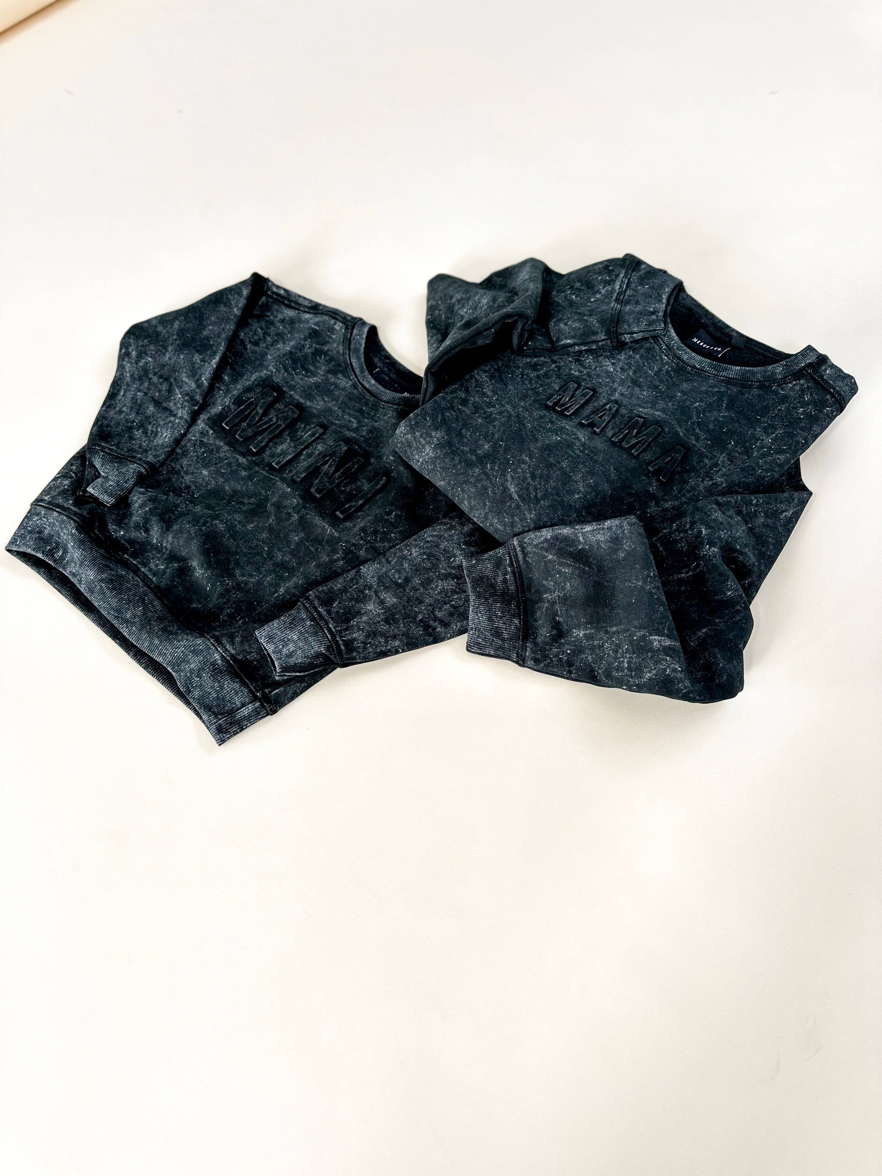 Mama Signature Crewneck - Acid Wash Black for wholesale on Faire1