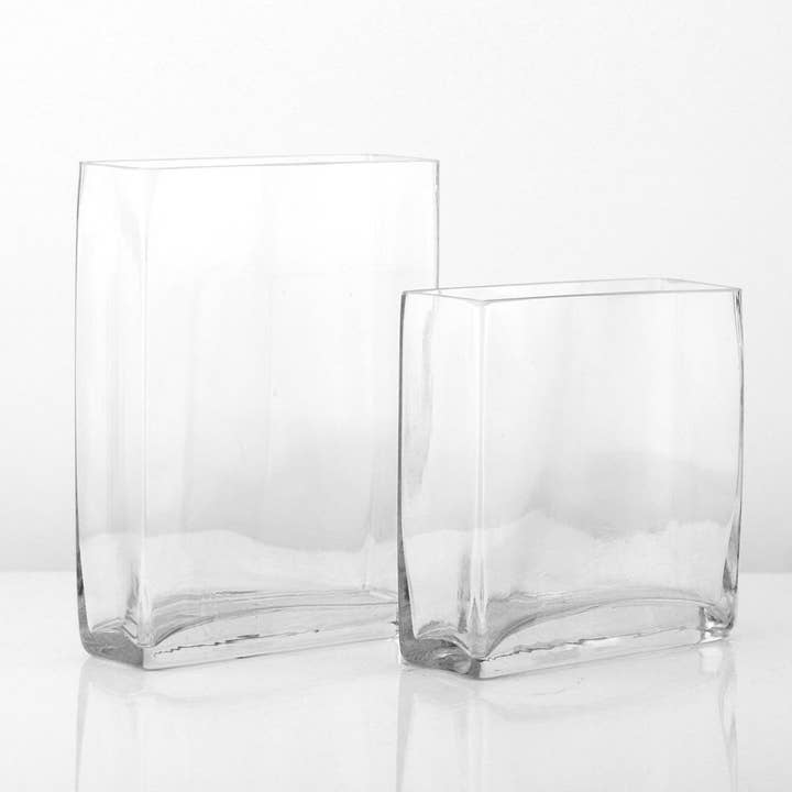 Rectangle Glass Vase, Clear (H-8", Top-6"x 2") for wholesale on Faire
