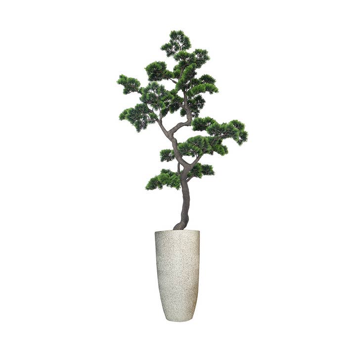 Faux bonsaï artificiel de 69 pouces dans une grande jardinière crème pour la vente par Vintage Home