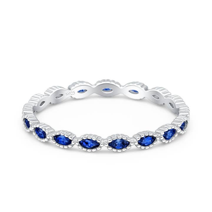 Full Eternity Marquise Band Blue Sapphire CZ for wholesale by Blue Apple Imports