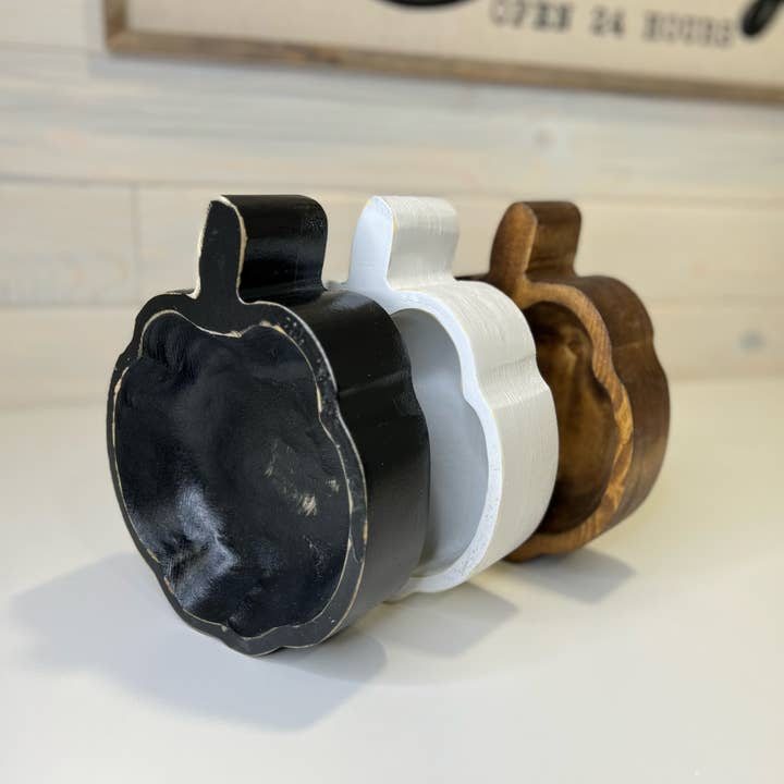 Wood Bowl Candle Supply - Wholesale Candle Holder - Pumpkin Farmhouse Safe Candle Ready Rustic Wood Dough Bowls7