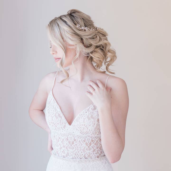 Madison Gold Plated Hair Clip with Swarovski Pearls for wholesale by Sugarcane & Co.