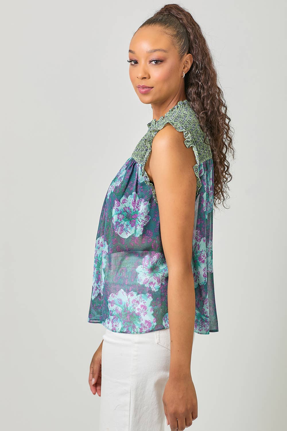 Mystree - Wholesale Blouse - Women's - 61024 Sleeveless Ruffled Floral Print Top6