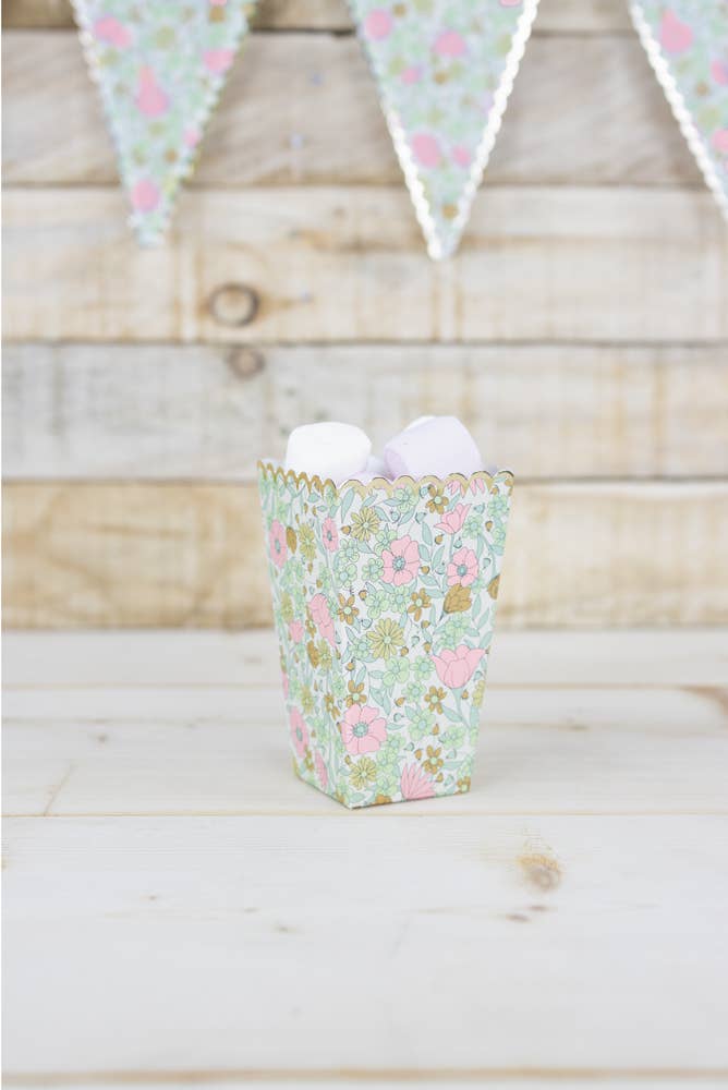 Tim&Puce Factory – Engroshandel Gæstegavepose/æske – Shabby og guld popcornæsker, sæt med 82