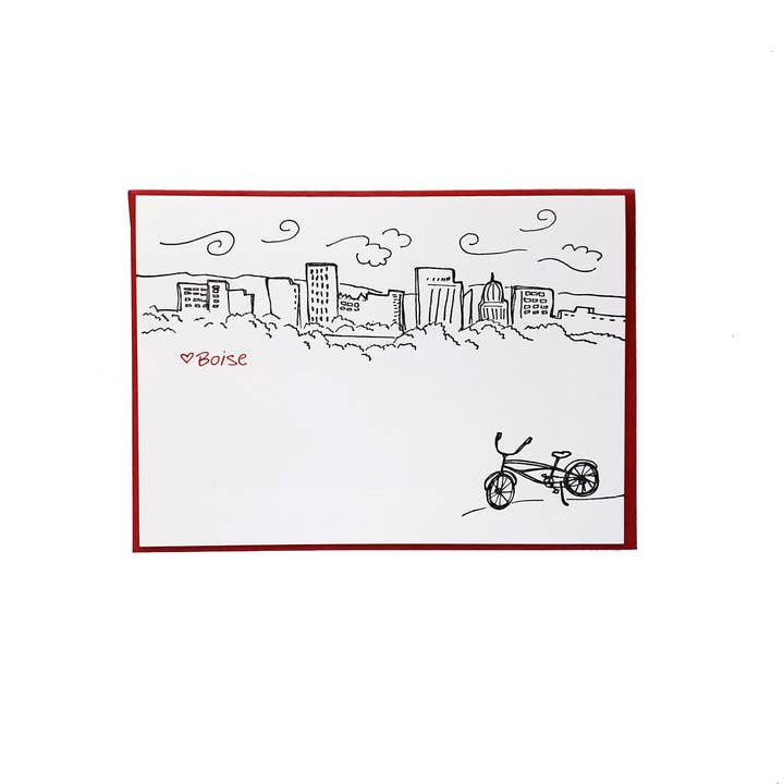 Lot de 6 cartes de vœux pour vélo Boise Skyline pour la vente par Ladybug Press