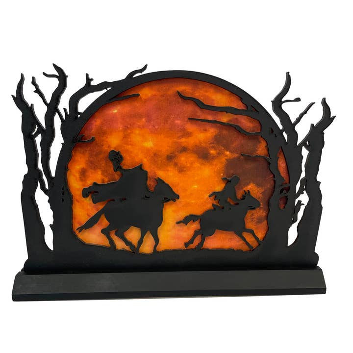 Madison Bay Co. - Historical Home Decor Reproductions - Wholesale Decorative Tabletop Object - 11" Headless Horseman Moon Scene Wood Tabletop Silhouette