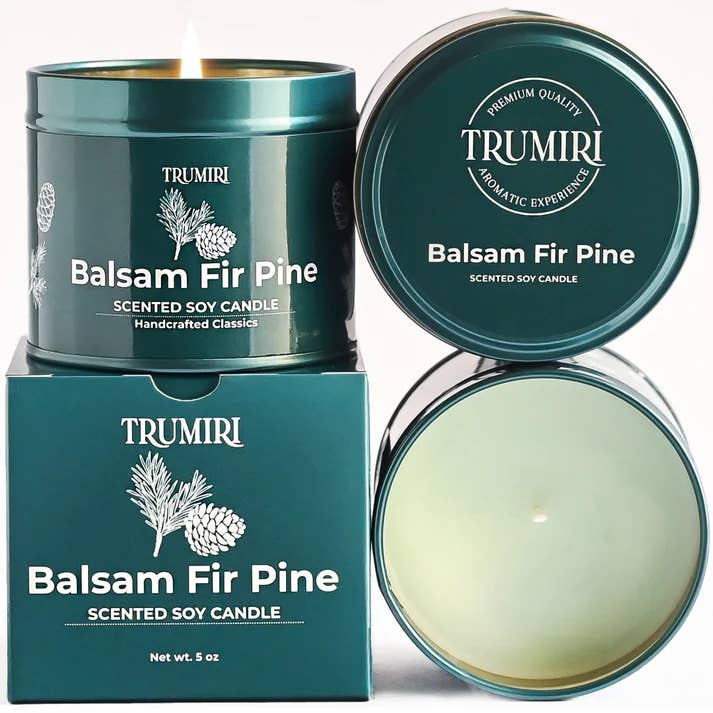 Balsam Fir Pine Scented Soy Wax Candle -Natural Non Toxic for wholesale by TRUMIRI