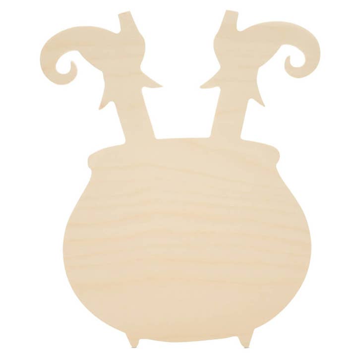 Wood Witch in a Cauldron Cutout, 12" for wholesale by Woodpeckers Crafts