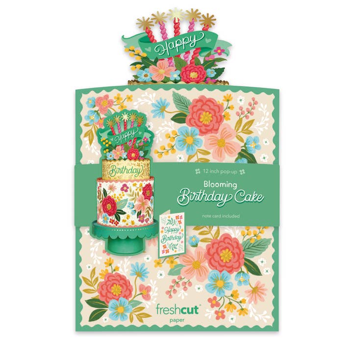 FreshCut Paper LLC - Wholesale Birthday Card - Blooming Birthday Cake (8 Pop-up Greeting Cards)