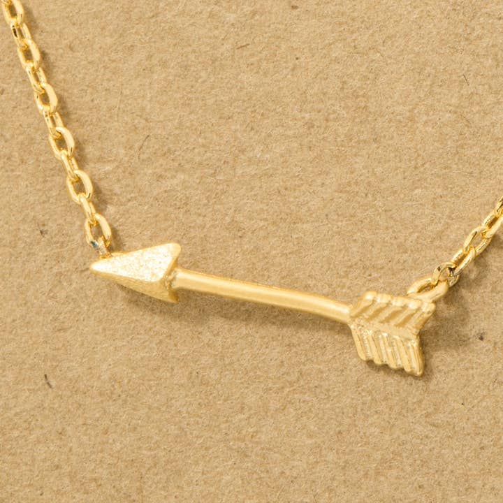 Fame Accessories - Wholesale Pendant/Charm Necklace - Gold Dipped Love Arrow Pendant Necklace2