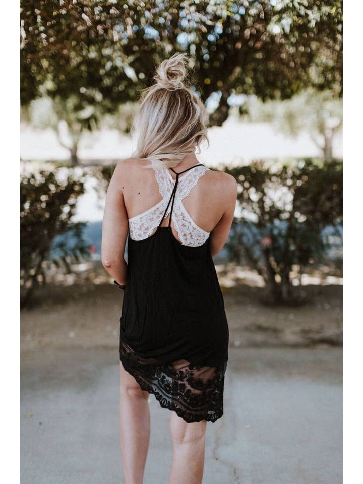 Ivory Prima Lace Hem Slip - Black for wholesale on Faire2