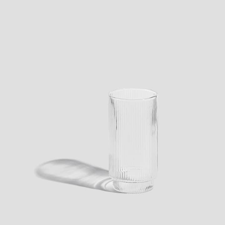 Hudson and Oak - Wholesale Drinking Glass/Cup - Tall Ridged Glassware (set of 4)