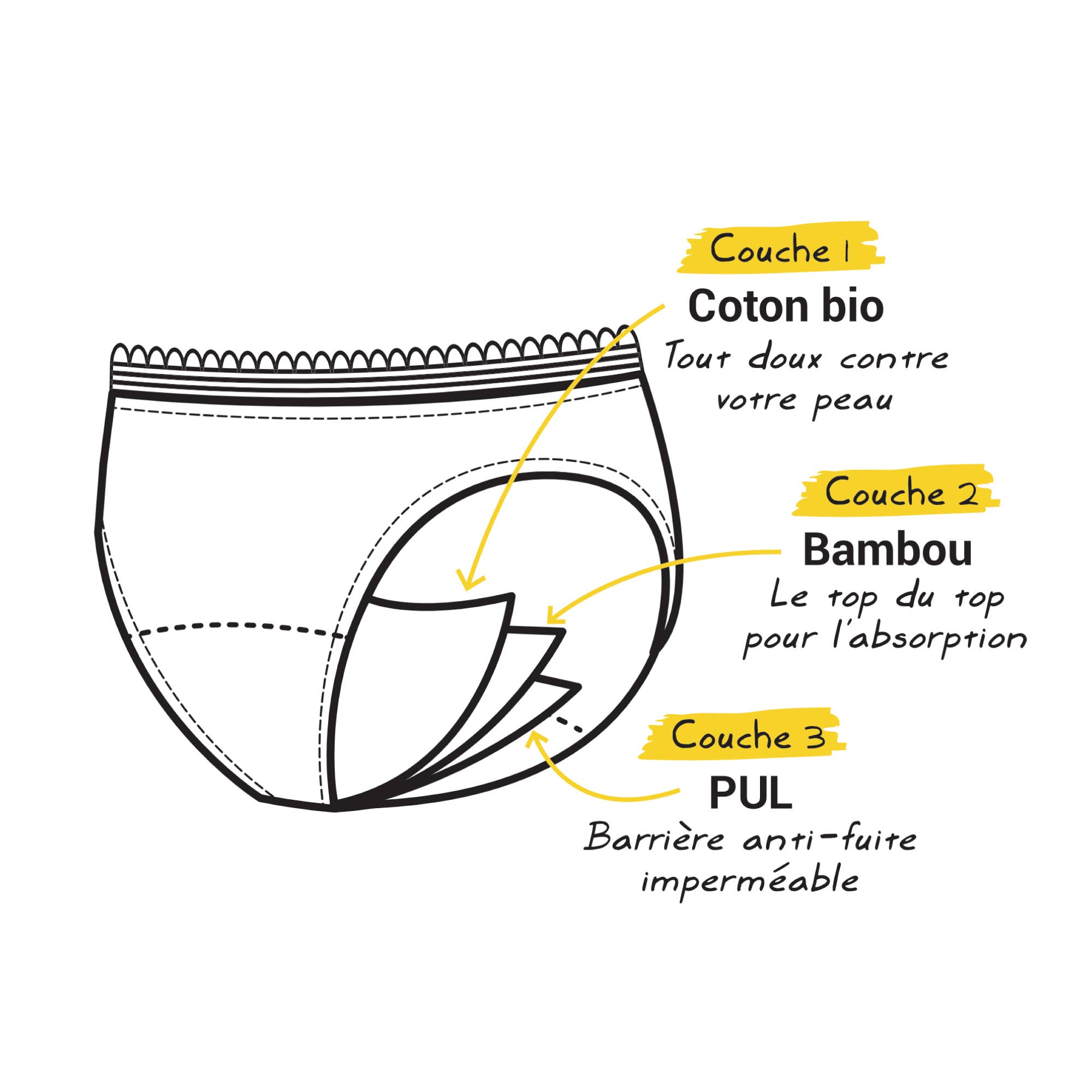 CHAMARREL - Wholesale Menstruatie-ondergoed - Dames - Organisch katoenen menstruatieonderbroek | Normale vloeistof3