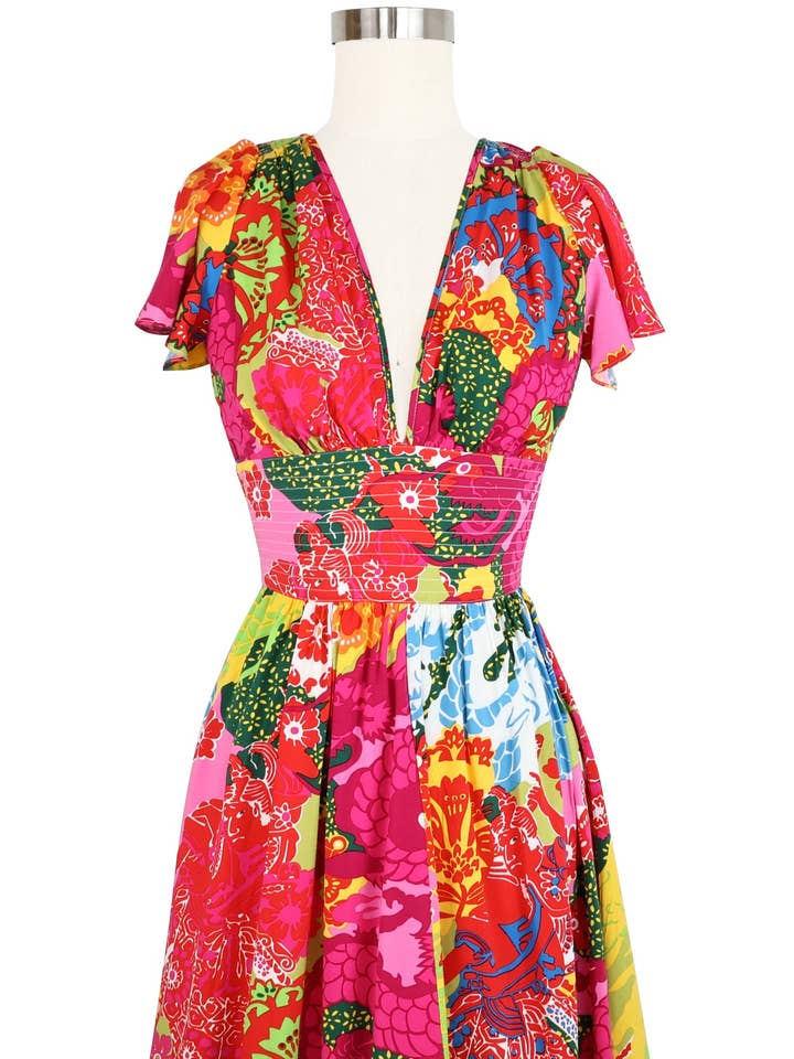 Vestido Mini Camilla de Corte Profundo - Dragones Psicodélicos para venta al por mayor de TRASHY DIVA