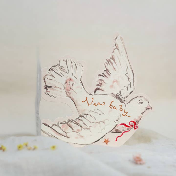 Sophie Amelia Creates - Venta al por mayor Tarjetas de bebé - Nuevo bebé - tarjeta con forma de paloma