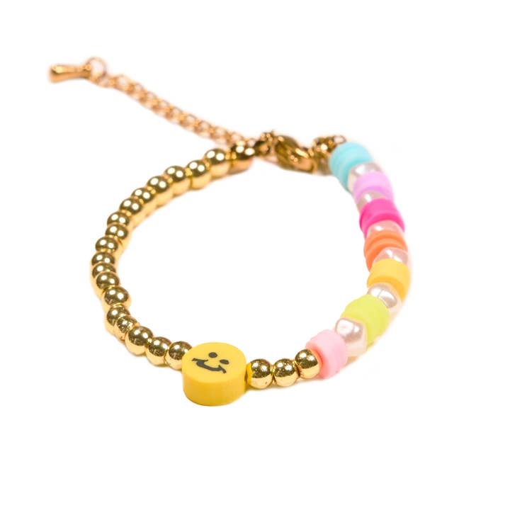Pearl & Gold Happy Face Bracelet for wholesale by Malibu Sugar
