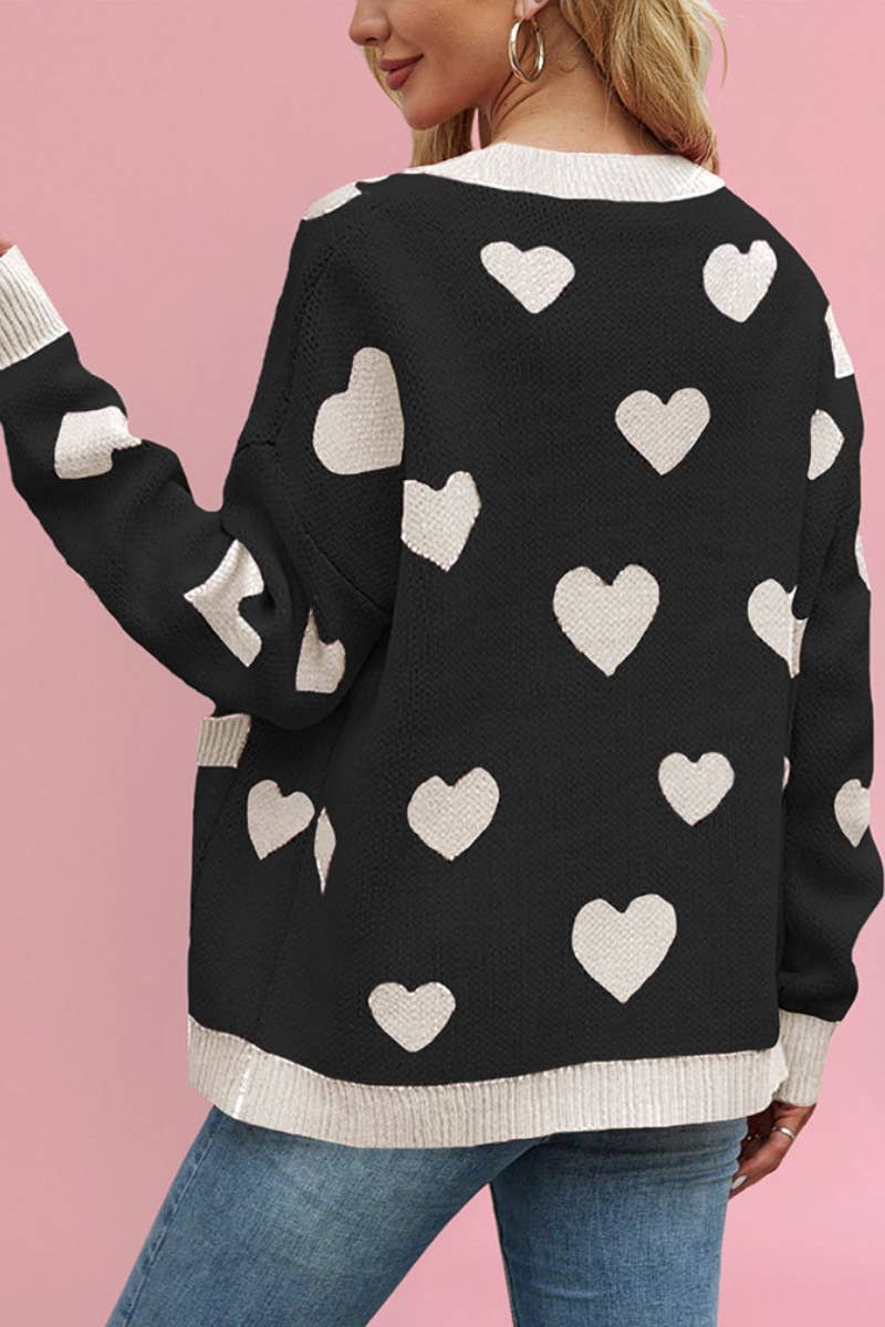 NINEXIS - Wholesale Cardigan - Women's - CWOCAL1824_V-NECK LOVE BUTTON UP SWEATER CARDIGAN6
