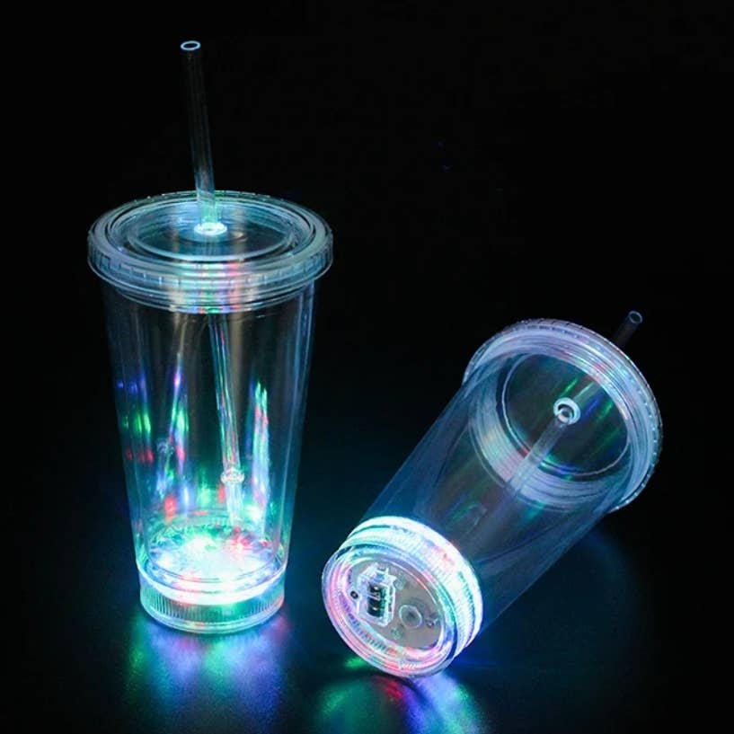 No-Spill Light Up LED Glow Cup with Lid - Multi-Color