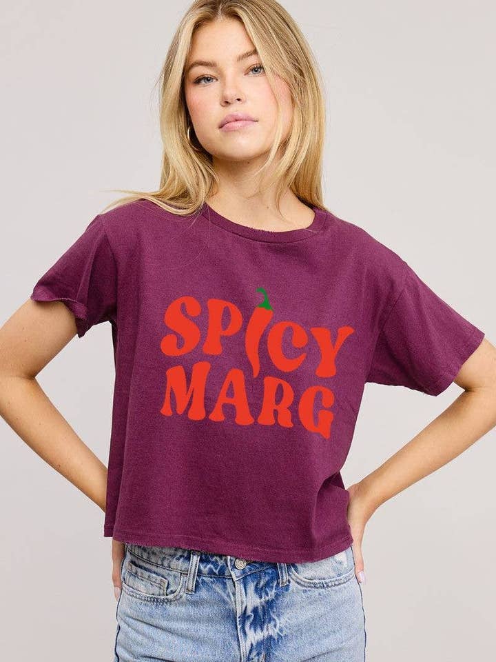 Spicy Marg Graphic S/S Seamless Faux Crop-ZO for wholesale by Foryeri