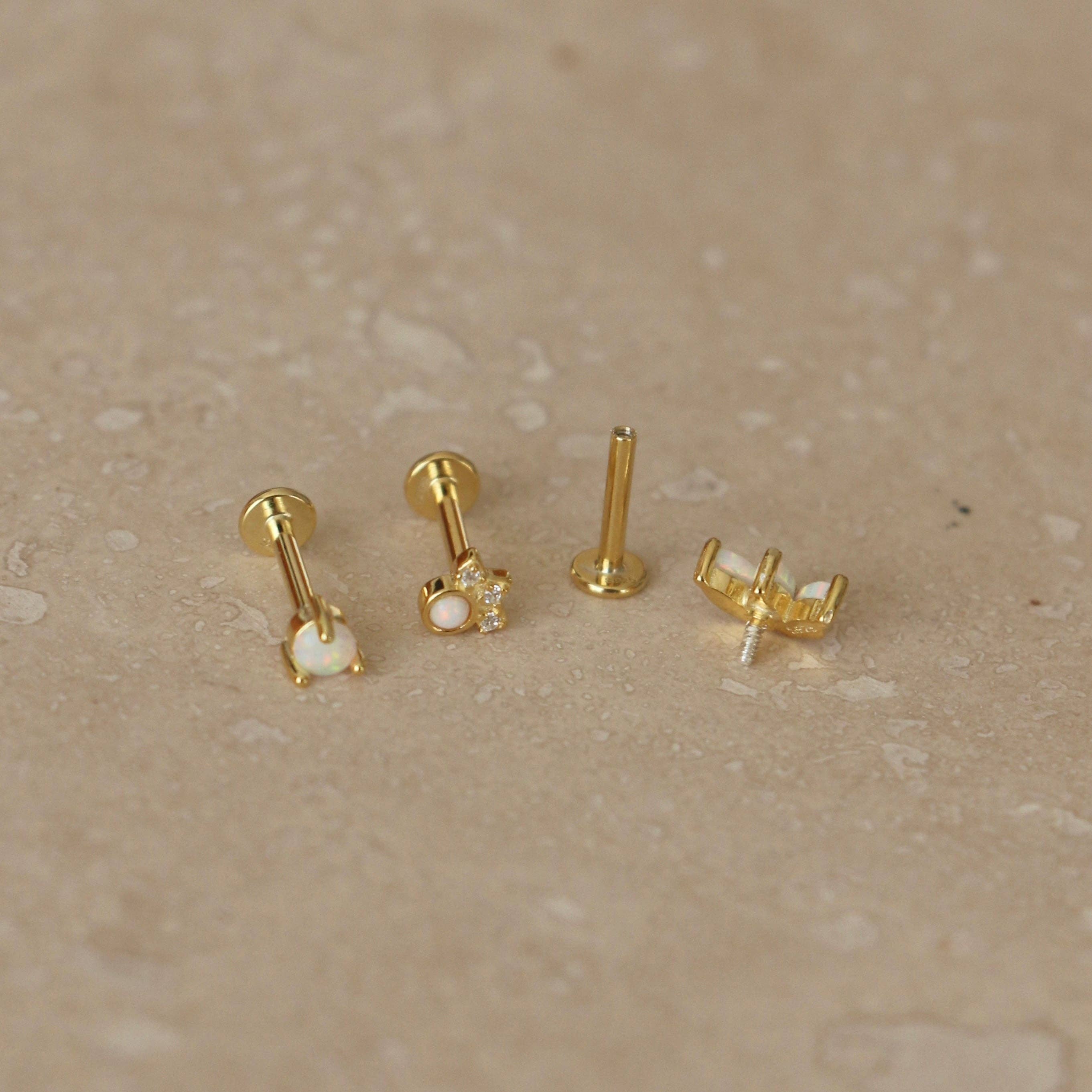 Little Nell Jewellery – Großhandel Einzelohrring – Gold Opal Labret-Einzelstecker4