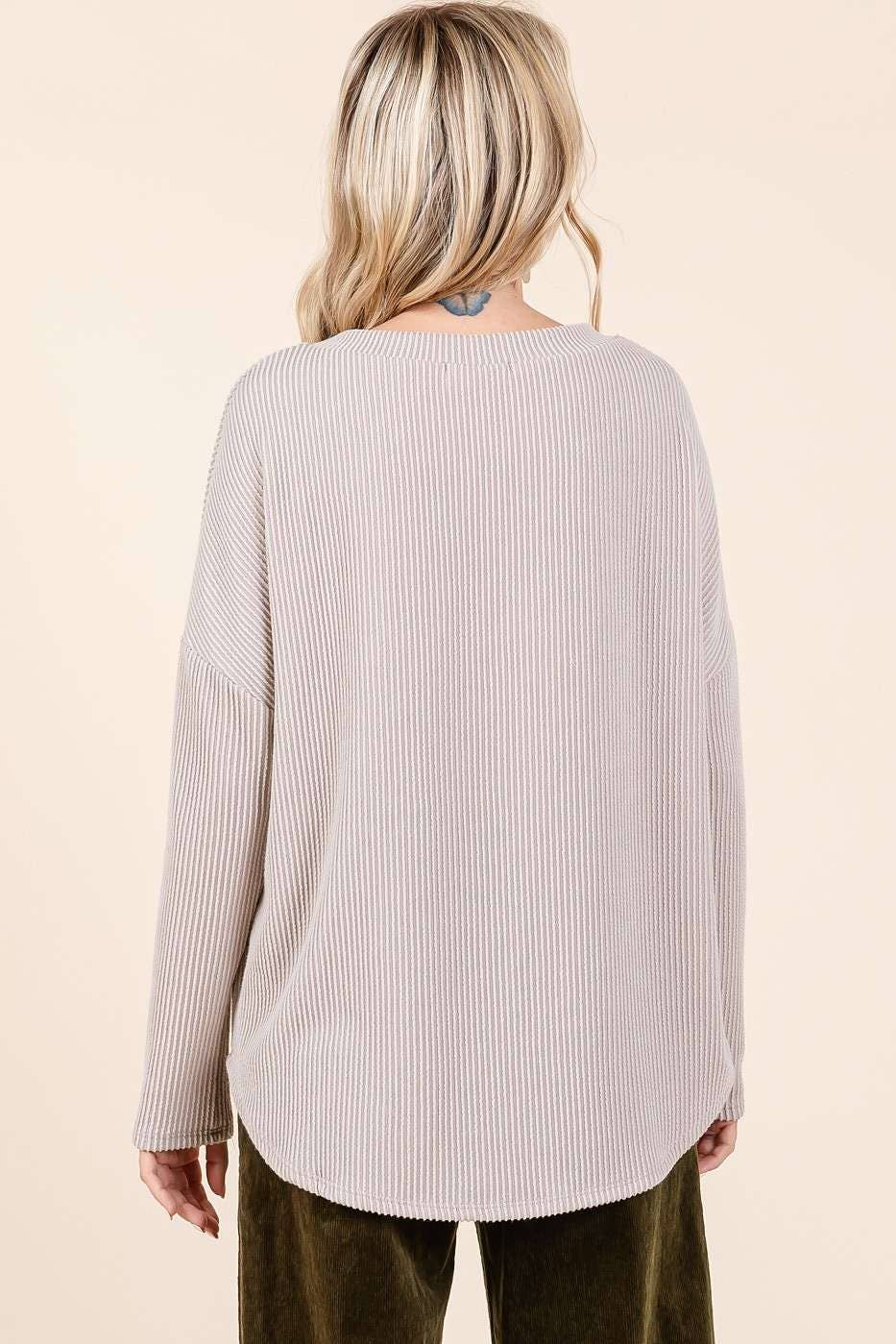 mittoshop - Wholesale Tunic - Women's - URBAN RIB KNIT LONG SLEEVE RELAXED FIT TOP10